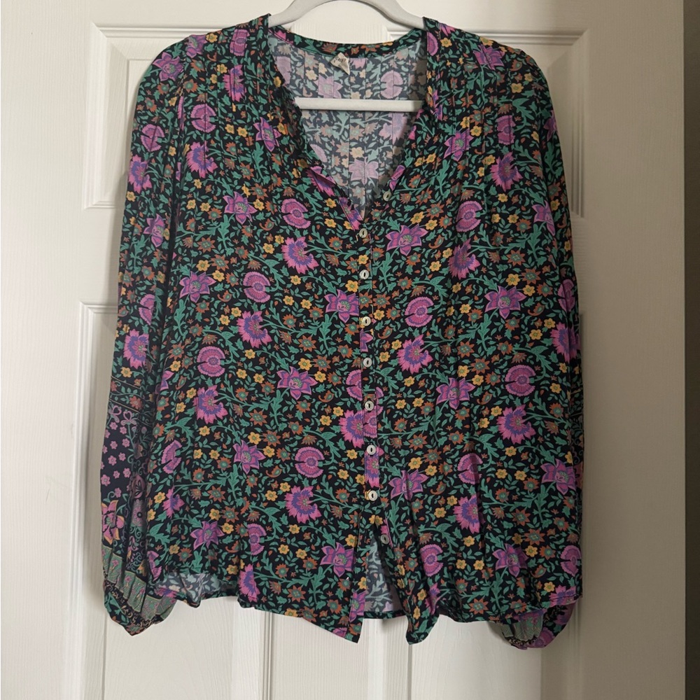 Spell Floral Blouse - Purple and Green